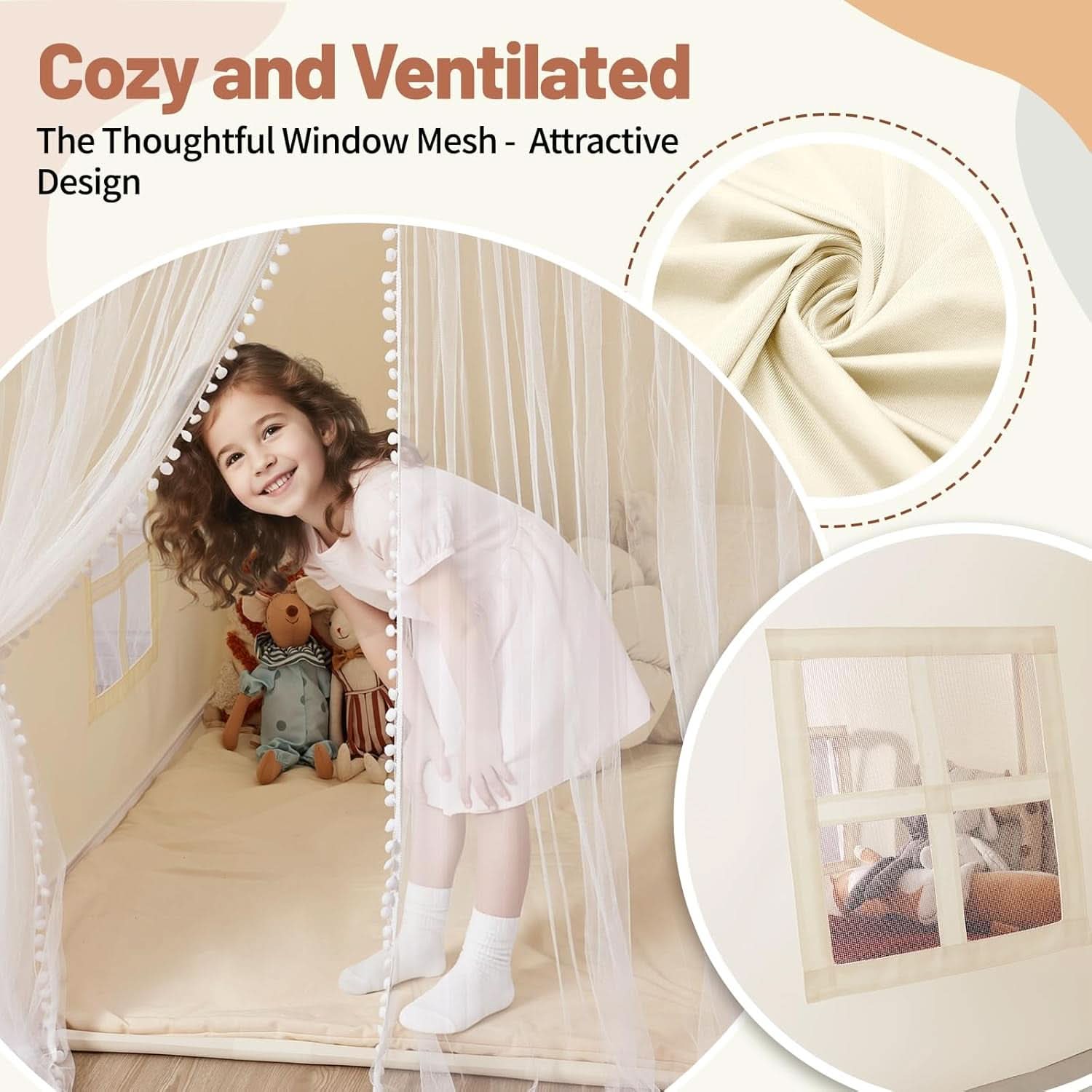 Beige Premium ExtraLarge IndoorOutdoor Play Tent Castle-4