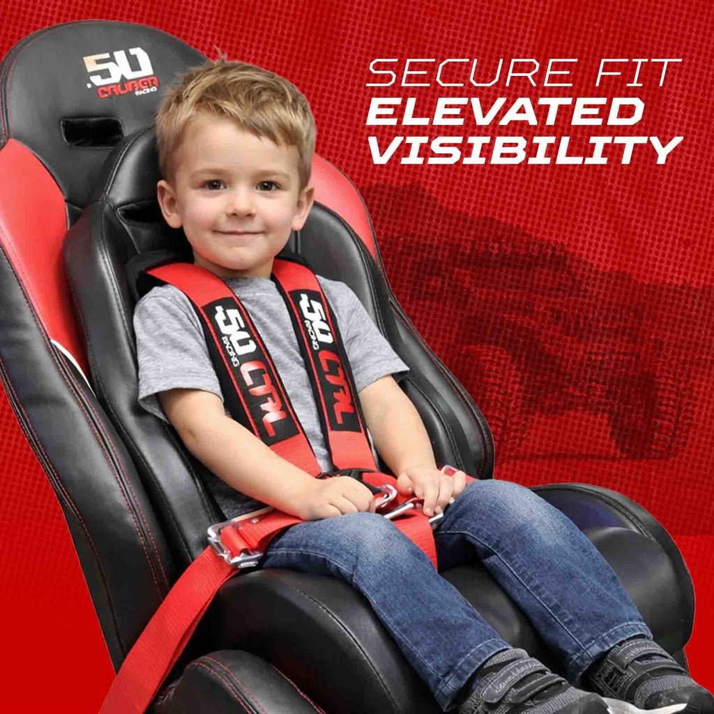 Off-road child booster seat by 50 Caliber Racing, bump seat designed for safety and comfort during off-road rides.