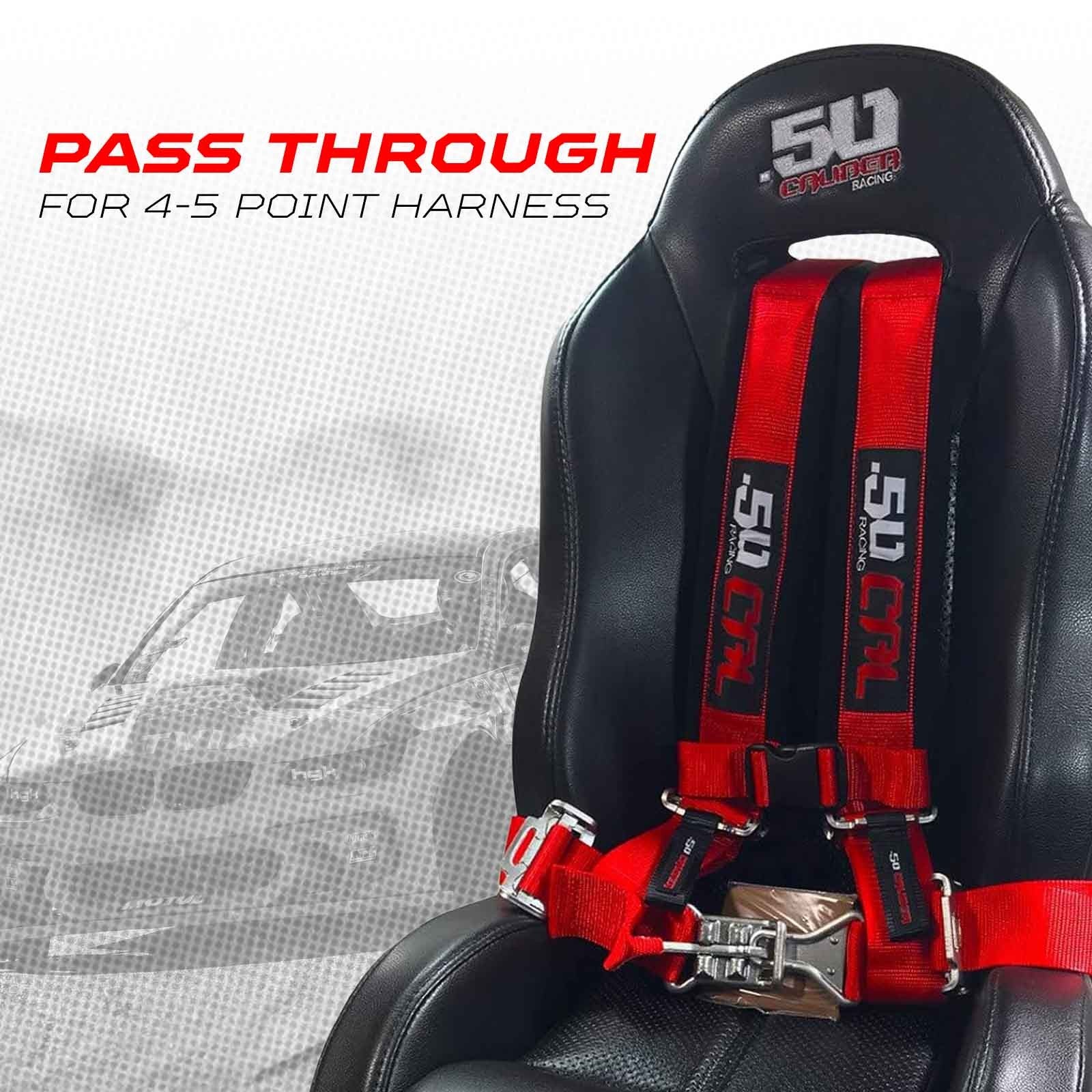 Child booster seat from 50 Caliber Racing, off-road bump seat for kids, securely designed for vehicle safety and comfort.
