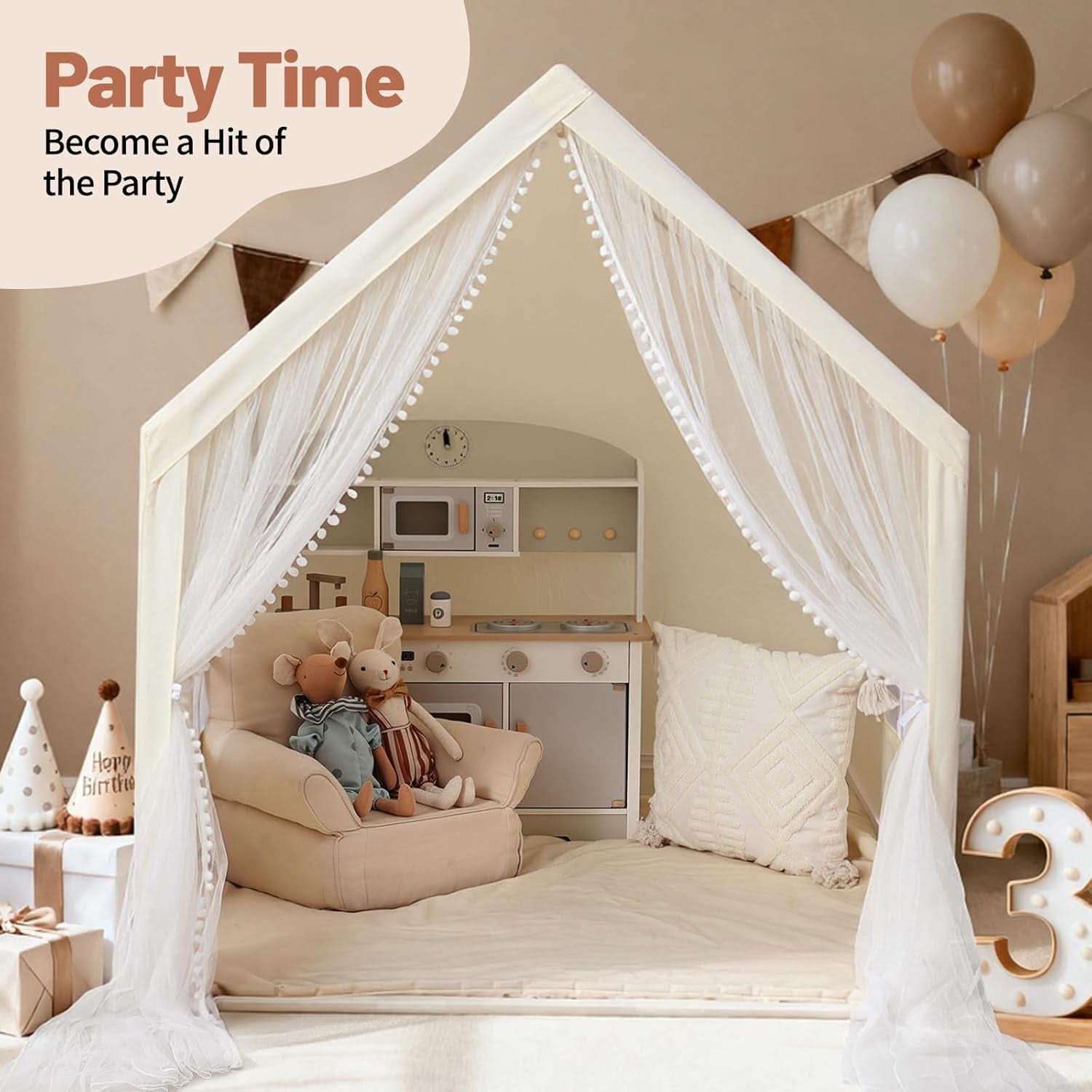 Beige Premium ExtraLarge IndoorOutdoor Play Tent Castle-2
