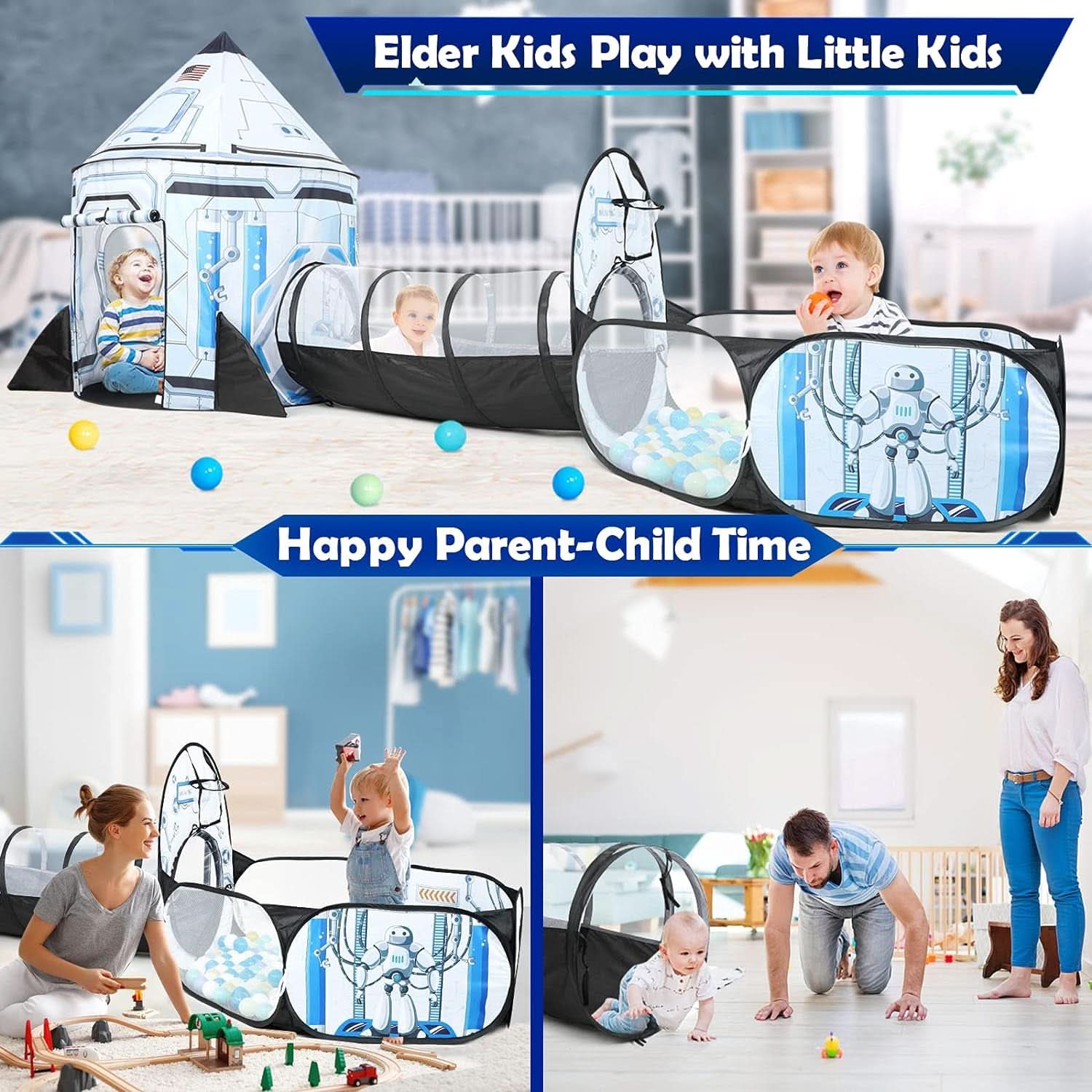 Rock etship Kids Play Tent Ball Pit Multi functional-4