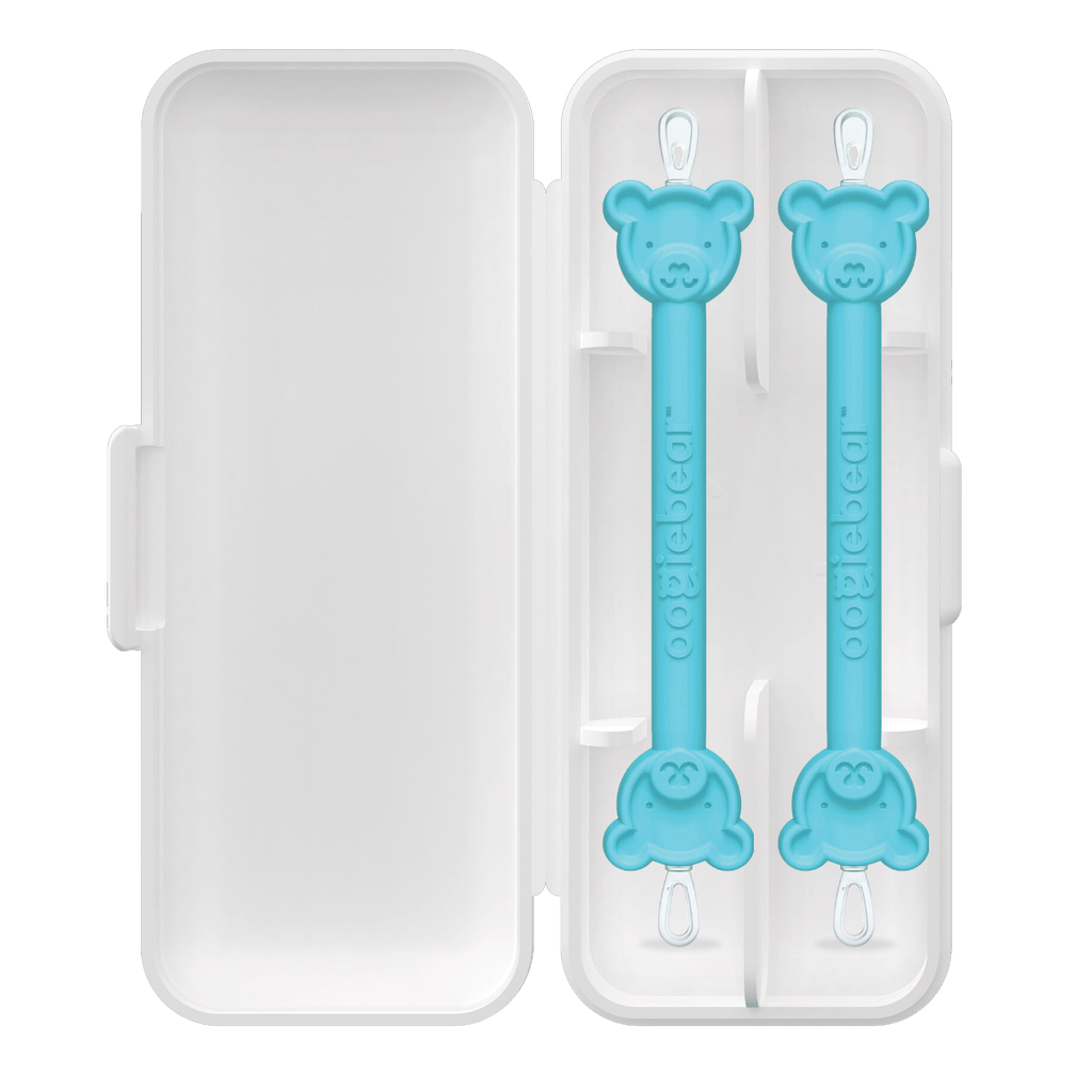 Two oogiebear nose and ear cleaning pickers in blue, designed for gentle nasal and ear hygiene.