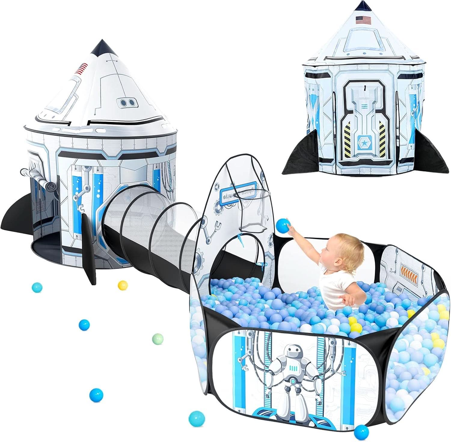 Rock etship Kids Play Tent Ball Pit Multi functional-0