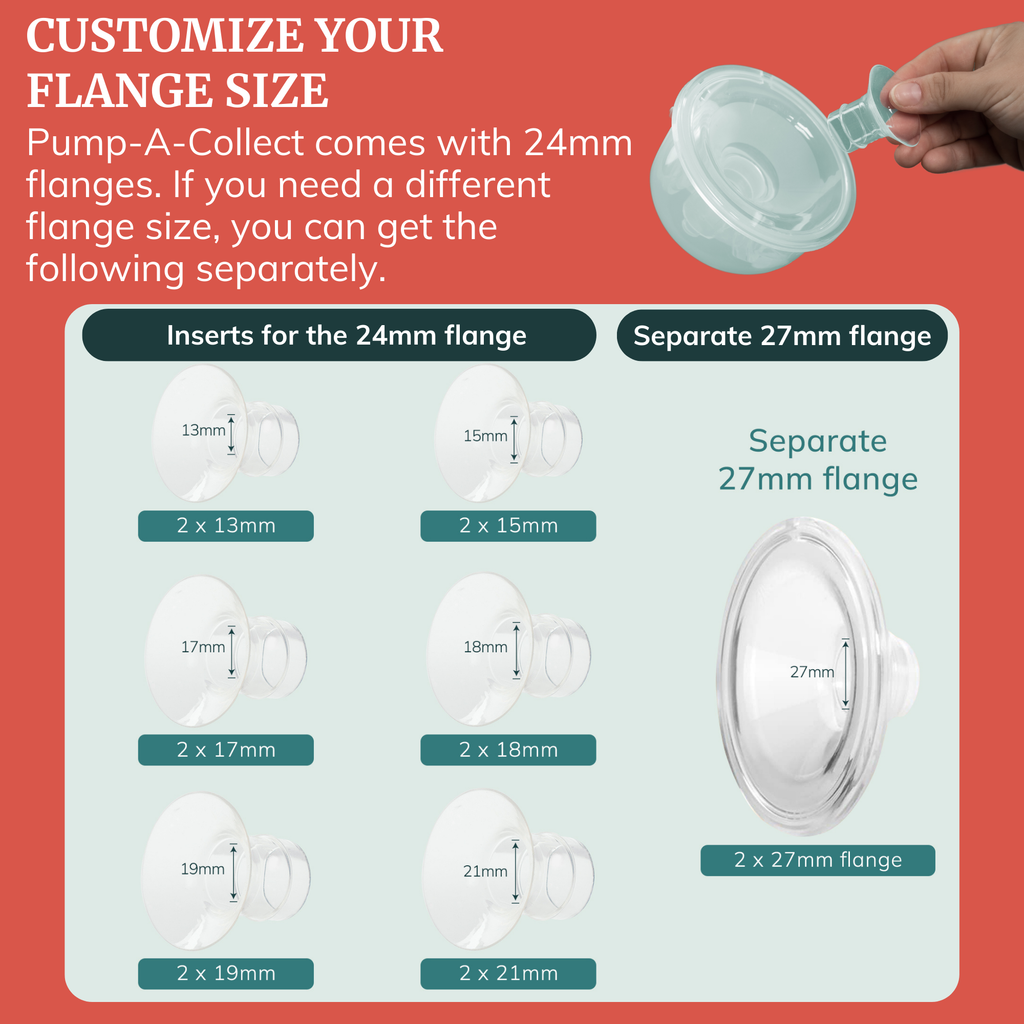Idaho Jones Milk Collection Cups with silicone flanges for breast pump, showing clear plastic cups and soft silicone flanges.
