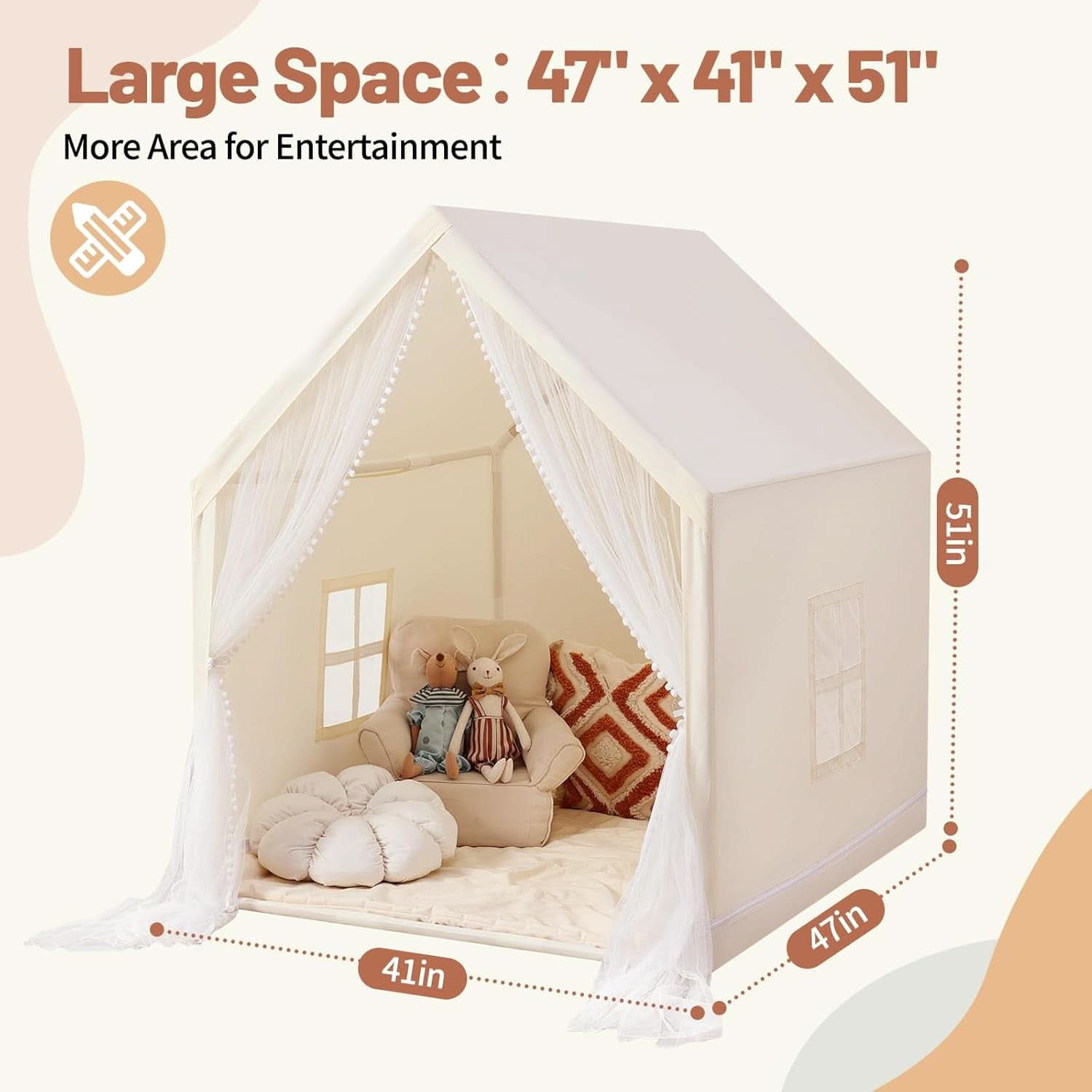 Beige Premium ExtraLarge IndoorOutdoor Play Tent Castle-1