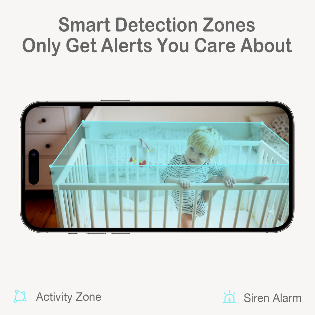 Sense-U AI Battery Cam outdoor security camera with activity zone detection, compact design, and motion sensing features.