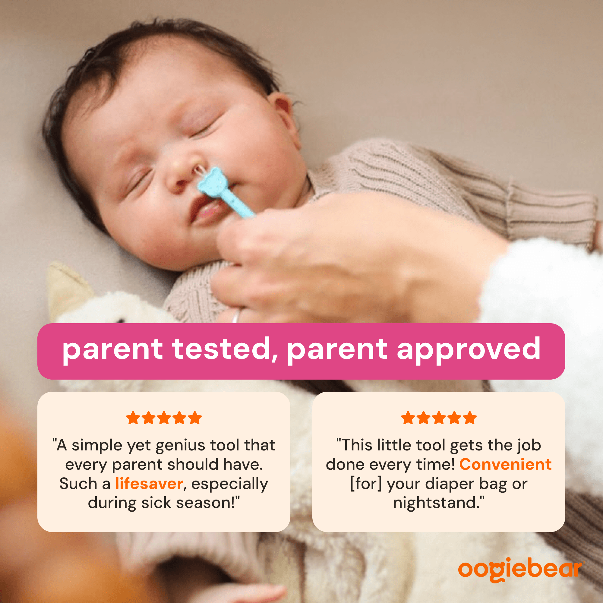 Oogiebear two-pack blue nose and ear cleaning pick, ergonomic design for gentle removal of boogers and earwax.