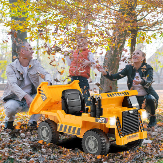 Kids Ride on Dump Truck 12V Ride on Car with Electric Dump Bed-Green-5