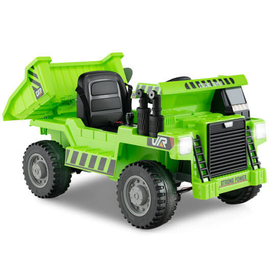 Kids Ride on Dump Truck 12V Ride on Car with Electric Dump Bed-Green-8