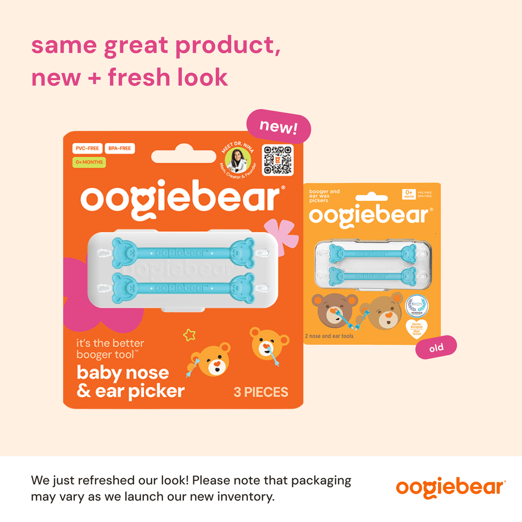 Two-pack blue oogiebear nose and ear cleaning pick set, designed for gentle removal of nasal and ear debris.